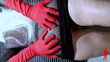 Hot gorgeous blonde with transparent dress sexy panties delicious hairy pussy tasty clitoris