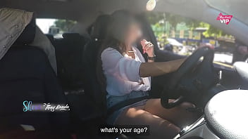 Hot wife without panties asking for directions and letting the stranger touch her