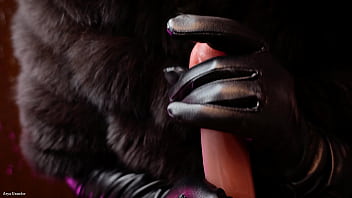 FREE video: handjob in leather gloves and fur and 