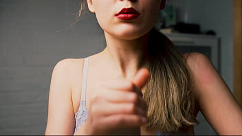 A beauty with red lips jerks off her boyfriend in close-up and brings him to the peak of pleasure.