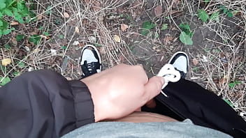 Risky lesbian masturbation in the forest