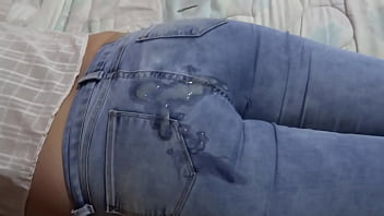 Stepson can't fuck me but I hike up my jeans so he can cum on my ass twice