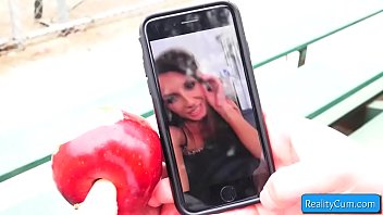 Sexy natural big tit brunette milf Silvia Saige fingering herself while filming and sned nudes to her friend